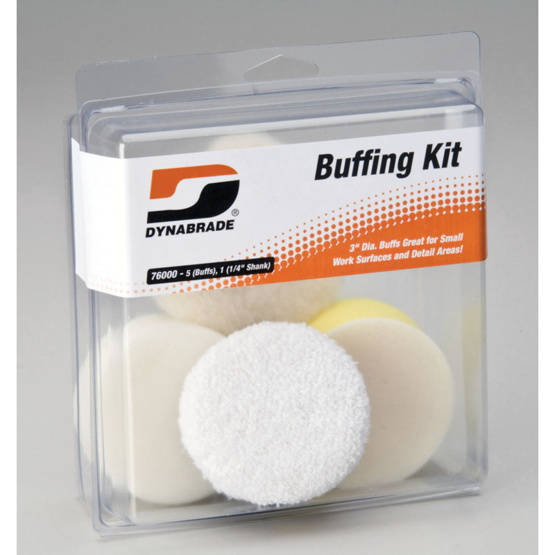 Dynabrade Buffing Kit includes (1) of 3" Pads, 90027, 90028, 90038, 90442, and 50125