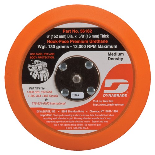 6" (152 mm) Dia. Non-Vacuum Disc Pad, Hook-Face Short Nap
