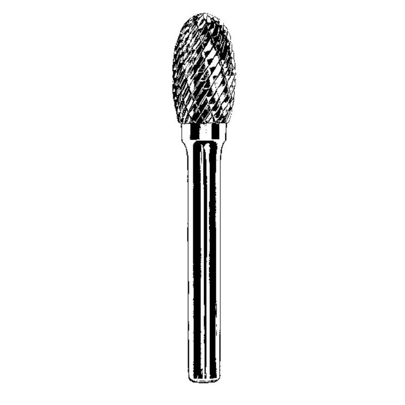 Carbide Burr, 1/8" (3 mm) Dia., SE-41 D/C Burr, Oval, 7/32" (6 mm) Flute L, 1/8" Shank