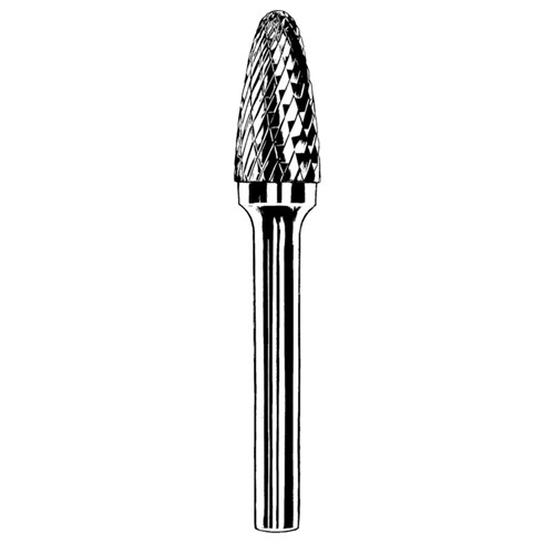 Carbide Burr, 1/8" (3 mm) Dia., SF-42 D/C Burr, Tree, 1/2" Flute L, 1/8" Shank