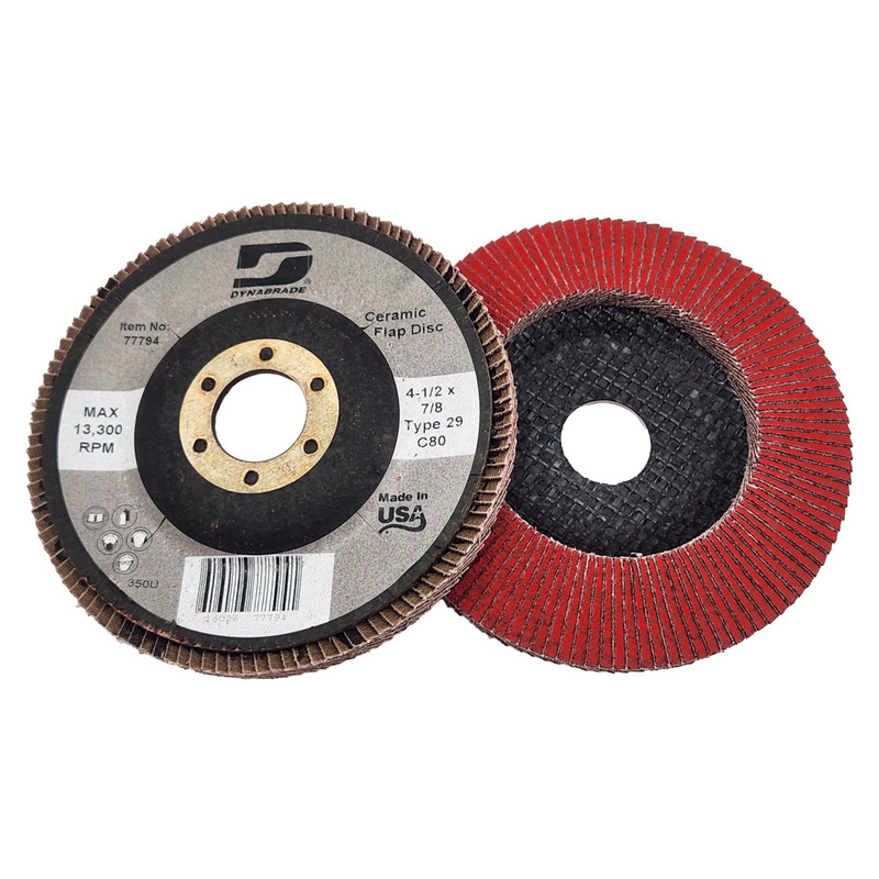 4-1/2" (114 mm) Dia. x 7/8" (22 mm) 80 Grit Type 29 DynaCut Ceramic Flap Disc