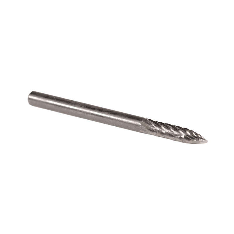 Carbide Burr, 3 mm Dia., SG-44 D/C Burr, Tree-Radiused End, 13 mm Flute L, 3 mm Shank