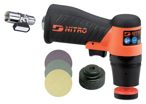 1-1/4" Dia. Pistol Grip Mini Orbital Sander,  8500 RPM, 1/8" Orbit Kit
