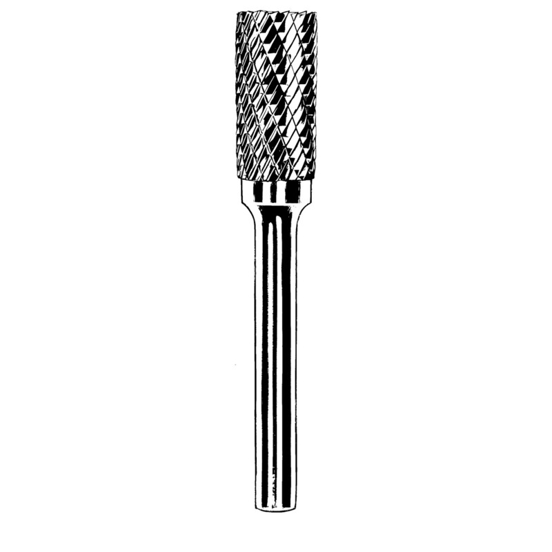 Carbide Burr, 3/32" (2 mm) Dia., SA-42 D/C Burr, Cylinder, 7/16" (11 mm) Flute L, 1/8" Shank