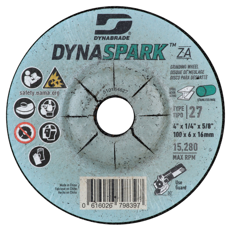 DynaSpark ZA SS 4" x 1/4" x 5/8" T27 Grinding Wheel